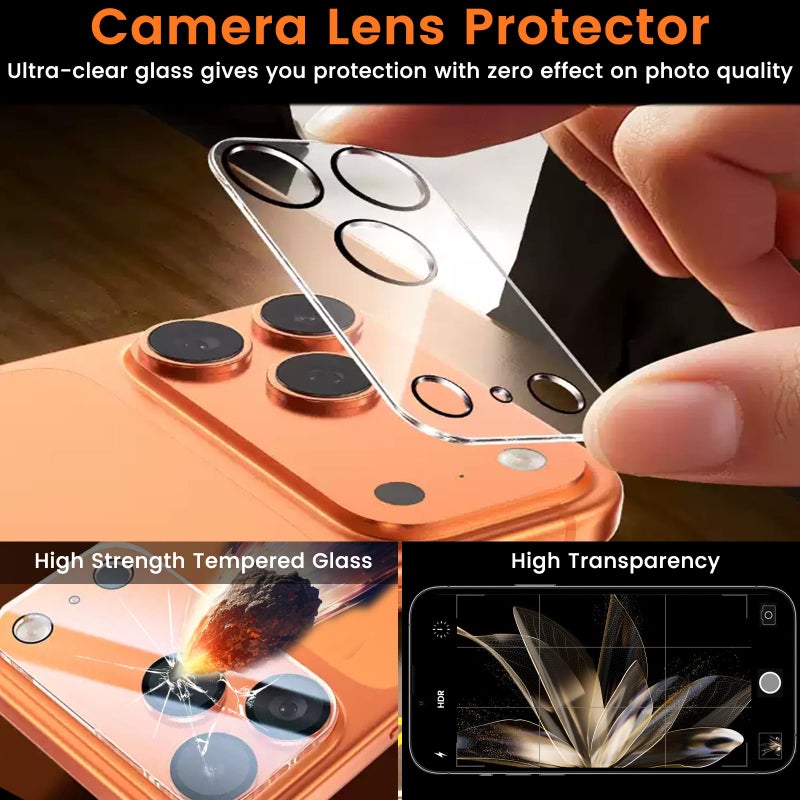 Lesakit 4 Pack Privacy Screen Protector for iPhone 17 Pro Max 6.9-Inch with 4 Pack Camera Lens Protector, Anti Spy Tempered Glass Film 9H Hardness Bubble Free Case Friendly - Image 5