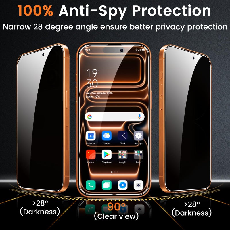 Lesakit 4 Pack Privacy Screen Protector for iPhone 17 Pro Max 6.9-Inch with 4 Pack Camera Lens Protector, Anti Spy Tempered Glass Film 9H Hardness Bubble Free Case Friendly - Image 3