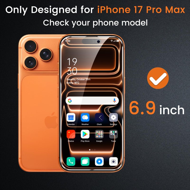 Lesakit 4 Pack Privacy Screen Protector for iPhone 17 Pro Max 6.9-Inch with 4 Pack Camera Lens Protector, Anti Spy Tempered Glass Film 9H Hardness Bubble Free Case Friendly - Image 2