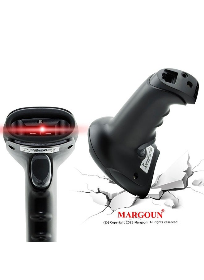 MARGOUN - X048D Wireless 2D Laser Barcode Scanner Compatible with Bluetooth, Portable USB QR Barcode - Image 1