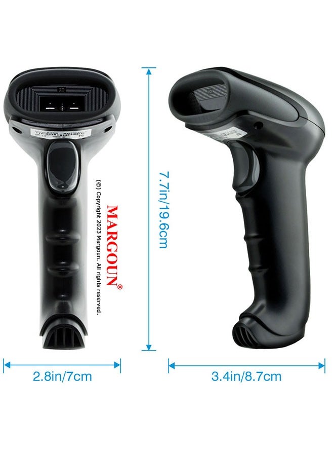 MARGOUN - X048D Wireless 2D Laser Barcode Scanner Compatible with Bluetooth, Portable USB QR Barcode - Image 1