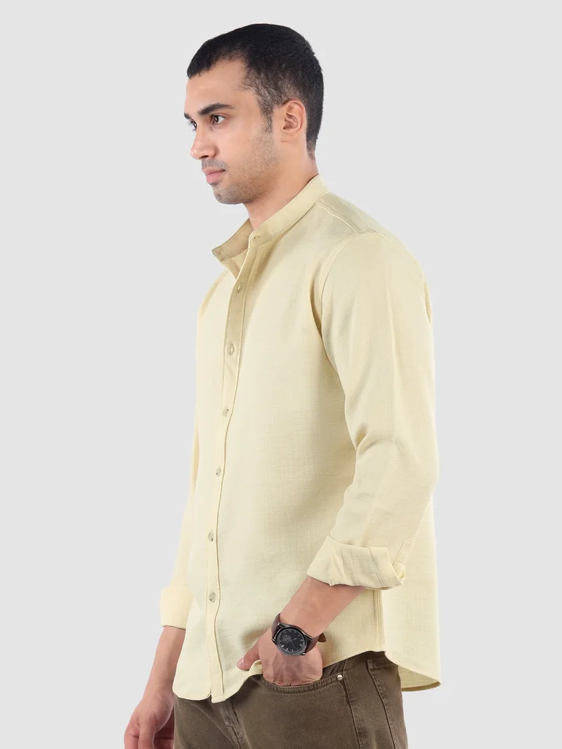 بيونغ قميص بيج بياقة واقفة خفيف