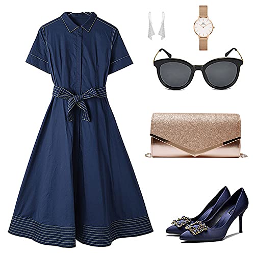 Queena Womens Shiny Sequins Evening Clutch Envelope Handbag Chain Purse for Wedding Party Prom Gift for Mom Wife Girlfriend Rose Gold - Image 5