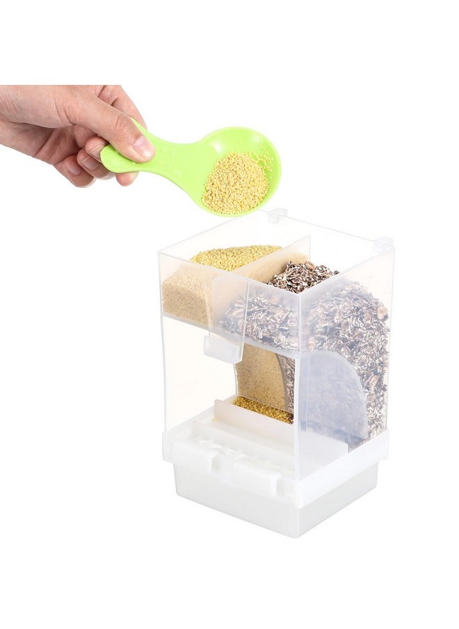 POPETPOP - Automatic Bird Feeder For Cage: Parrot Feeder With Spoon No Mess Bird Feeder Transparent Parakeet Feeder Bird Food Dispenser For Cockatiel Cockatoos, 16.50X10.60X10.00Cm - Image 1
