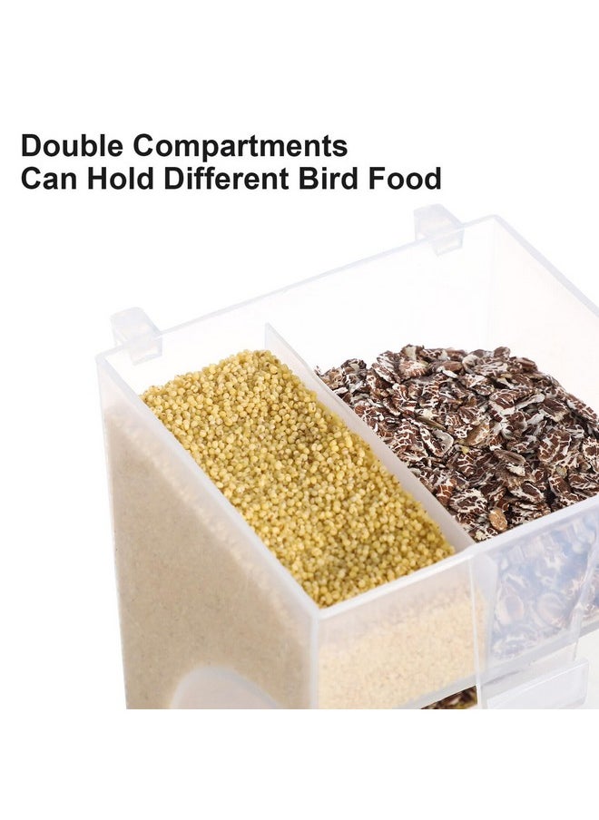 POPETPOP - Automatic Bird Feeder For Cage: Parrot Feeder With Spoon No Mess Bird Feeder Transparent Parakeet Feeder Bird Food Dispenser For Cockatiel Cockatoos, 16.50X10.60X10.00Cm - Image 1