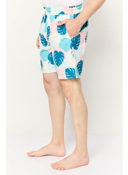 Sovereign Code Men Allover Print Drawstring Board Shorts, Cream  - Image 3