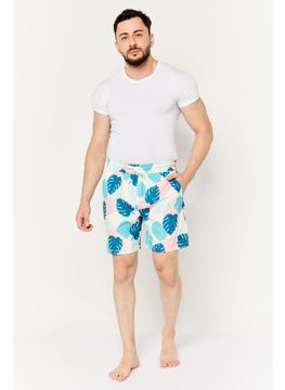 Sovereign Code Men Allover Print Drawstring Board Shorts, Cream  - Image 2