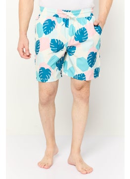 Sovereign Code Men Allover Print Drawstring Board Shorts, Cream  - Image 1