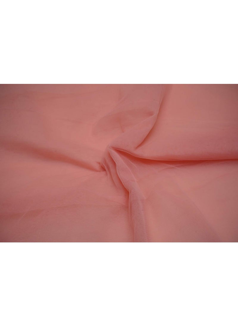 Ekshiv Ekshiv Net Fabric for Dress Garments Cloth Material 3 Meter Peach  - Image 1