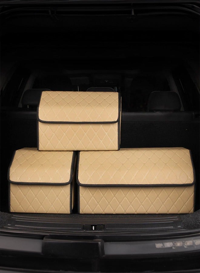 Occuwzz Car Trunk Storage Bag Foldable Multi Compartment Car Storage Bag Car Trunk Storage Bag Car Interior Accessories Coffee Color - Image 2