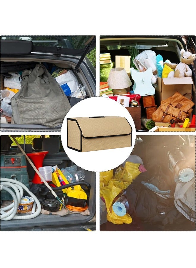 Occuwzz Car Trunk Storage Bag Foldable Multi Compartment Car Storage Bag Car Trunk Storage Bag Car Interior Accessories Coffee Color - Image 3