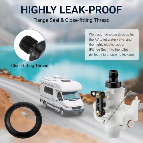 Fetechmate 31705 31688 RV Toilet Water Valve Kit Freeze-resistant & Leak-resistant, Fit for Thet-ford RV Toilet Parts Compatible with Thet-ford Aqua-Magic V High and Low Models Camper Toilet Valve by Fetechmate - Image 3