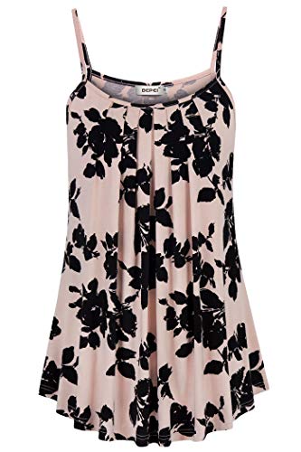 BEPEI Tank Tops for Women Plus Size,Flower Printed Cami Shirt Nursing Blouse Home House Clothes Summer 2025 Casual Beach Vacation Camisole Sleeveless Flowy Tunics,Red Floral 2XL - Image 5