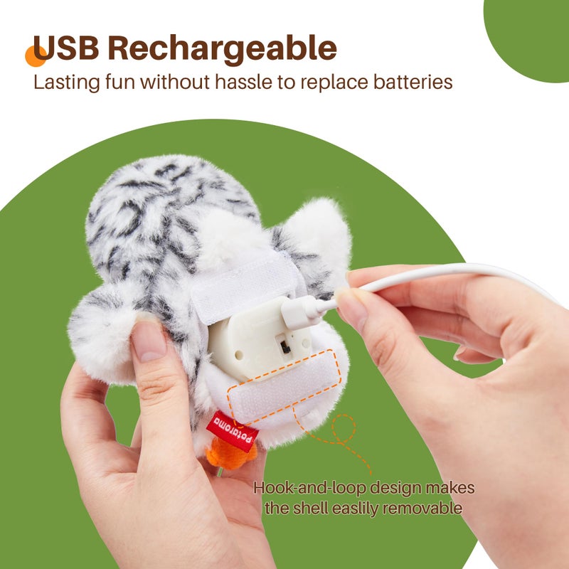 Potaroma Flapping Owl Cat Toys (No Flying), Lifelike Bird Chirp, Rechargeable Touch Activated Kitten Toy, Interactive Catnip Kicker Exercise Toys 4.0" for All Breeds - Image 5