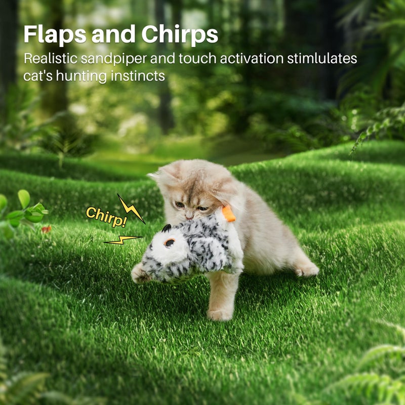 Potaroma Flapping Owl Cat Toys (No Flying), Lifelike Bird Chirp, Rechargeable Touch Activated Kitten Toy, Interactive Catnip Kicker Exercise Toys 4.0" for All Breeds - Image 2