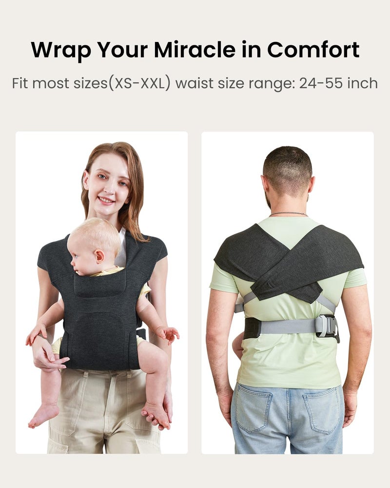 KIDIRA Newborn Carrier Cozy Baby Carrier Ergonomic CrossBack Wrap HandsFree with Supportive Comfort Deep Grey - Image 5