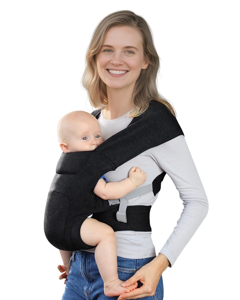 KIDIRA Newborn Carrier Cozy Baby Carrier Ergonomic CrossBack Wrap HandsFree with Supportive Comfort Deep Grey - Image 1