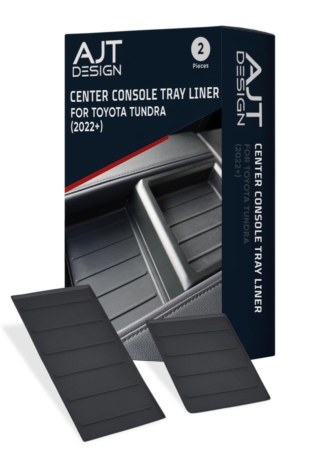AJT DESIGN Center Console Tray Liner for Toyota Tundra (2022+) & Sequoia (2023+) | Non-Slip Mat for Car Console Black |Anti-Rattle Center Console Organizer Tray |2 Piece |Easy Installation-Made in USA - Image 1