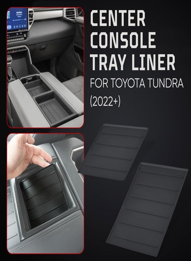 AJT DESIGN Center Console Tray Liner for Toyota Tundra (2022+) & Sequoia (2023+) | Non-Slip Mat for Car Console Black |Anti-Rattle Center Console Organizer Tray |2 Piece |Easy Installation-Made in USA - Image 3