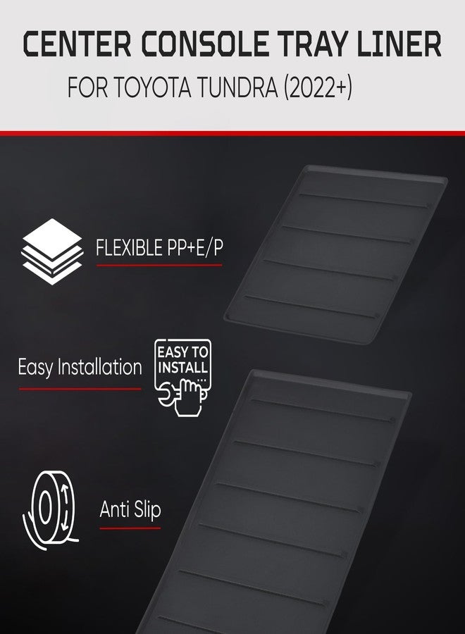 AJT DESIGN Center Console Tray Liner for Toyota Tundra (2022+) & Sequoia (2023+) | Non-Slip Mat for Car Console Black |Anti-Rattle Center Console Organizer Tray |2 Piece |Easy Installation-Made in USA - Image 4