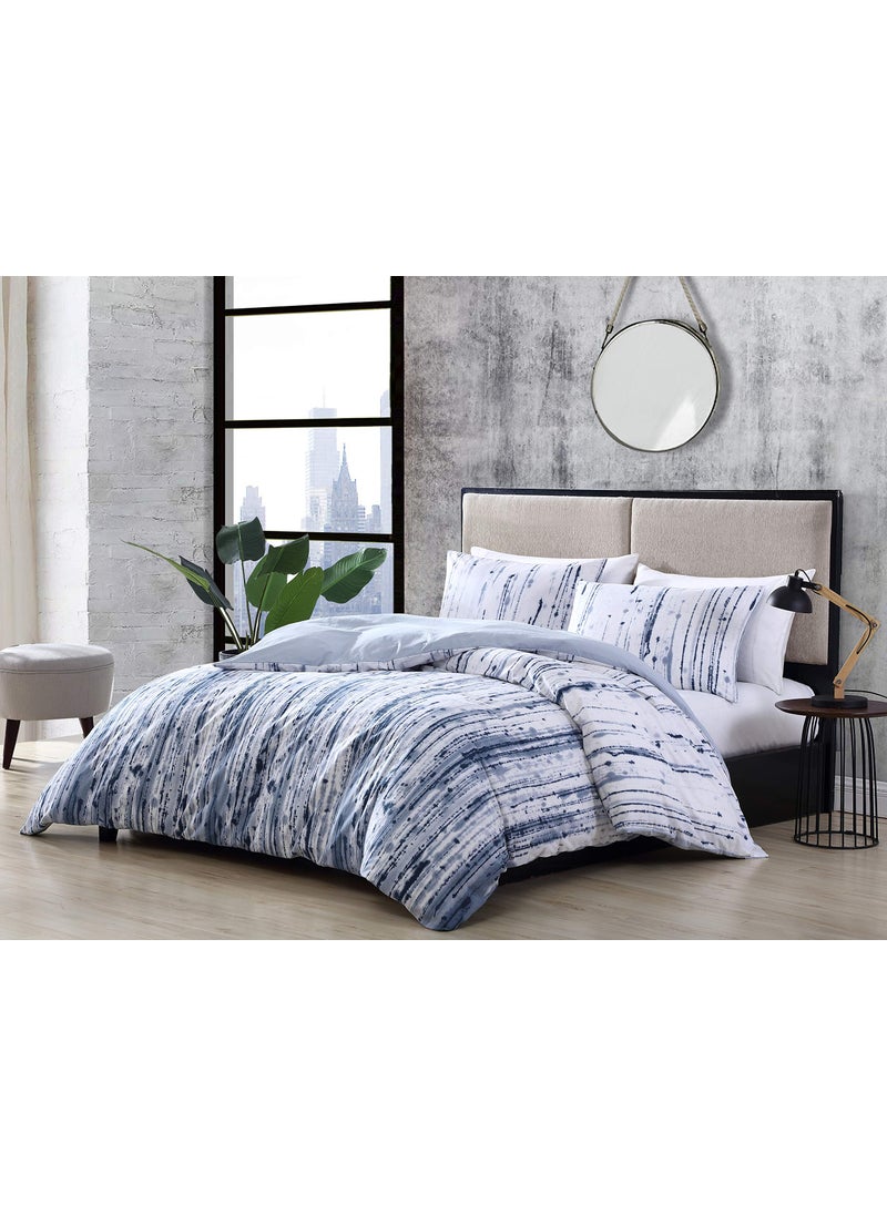 City Scene City Scene  King Comforter Set Reversible Cotton Bedding with Matching Shams Modern Bedding Set Sokal Blue King 