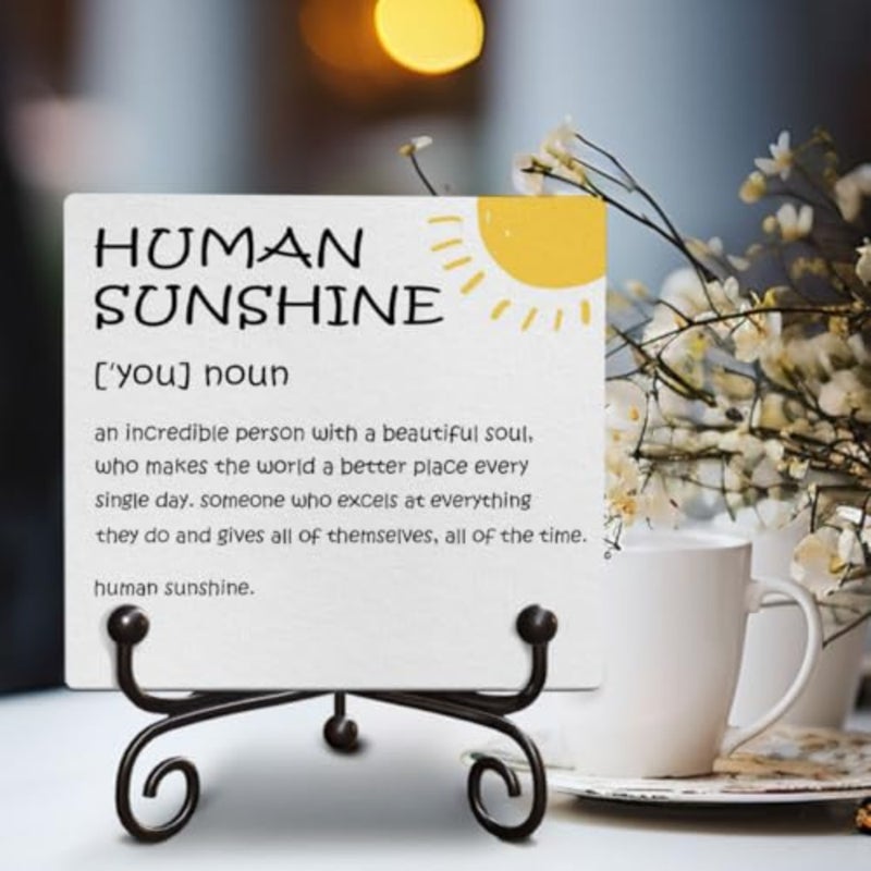 For Women Coworker Teacher Leader Human Sunshine Motivational Appreciation Wooden Signs Gift, Desk Decor Gift, Office Farmhouse Living Room Shelf Desk Decor Wooden Sign Gifts, 5 x 5Inches-E77 - Image 3