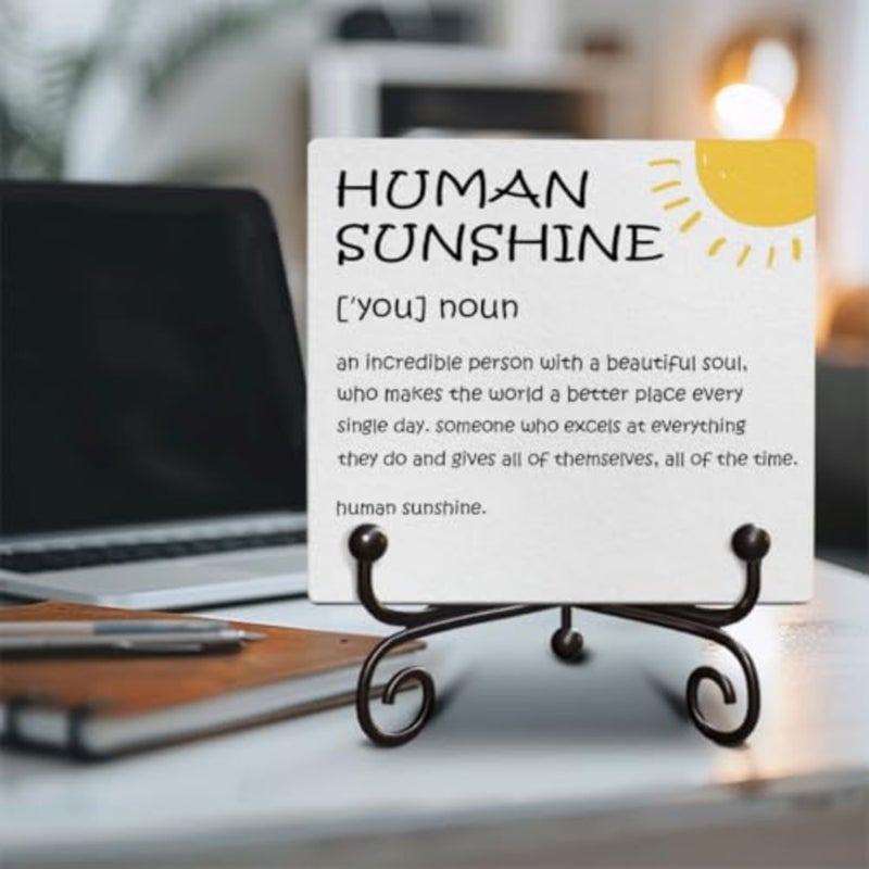 For Women Coworker Teacher Leader Human Sunshine Motivational Appreciation Wooden Signs Gift, Desk Decor Gift, Office Farmhouse Living Room Shelf Desk Decor Wooden Sign Gifts, 5 x 5Inches-E77 - Image 4