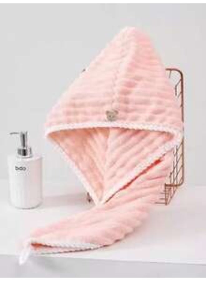 Pink Microfiber Hair Drying Towel Cap – Ultra-Soft Quick-Dry Hair Wrap for Frizz-Free Care