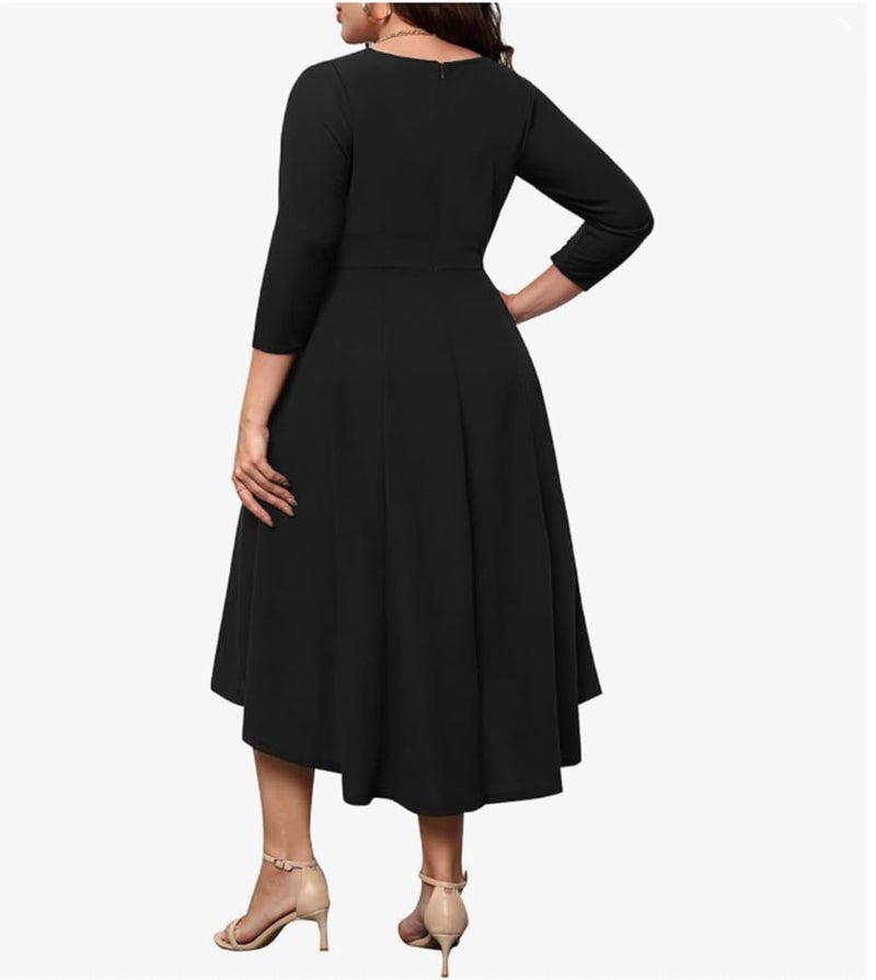 TATAIYA Women Plus Size V-Neck Party Cocktail High-Low Maxi Dress (Black_5XL) - Image 3