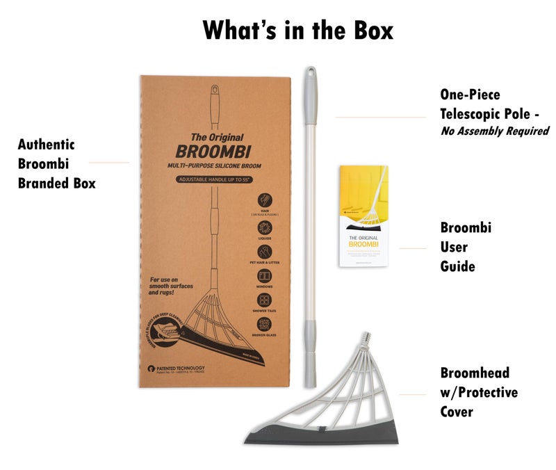 Broombi Original Broombi - All-Surface Silicone Broom, Squeegee, Pet Hair Remover - Smart Broom for Indoor Cleaning - Cleans Glass, Fine Dust, Hair, Liquids - for Smooth Floors, Rugs, Windows (Grey) - Image 2