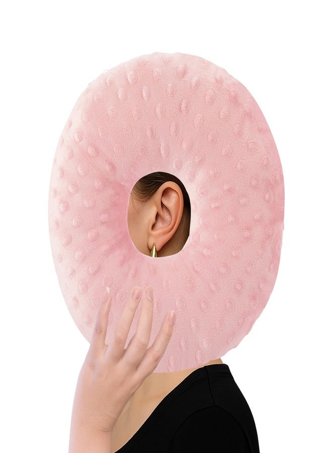 FDFuZhao Ear Piercing Pillow, Soft and Comfortable Donut Pillow for Ear, Ear Pillows with Holes for Ear Pain, Piercing, Pain Relief Sleeping, Pressure Sore, Pillow with Ear Hole for Side Sleepers (Pink) - Image 1