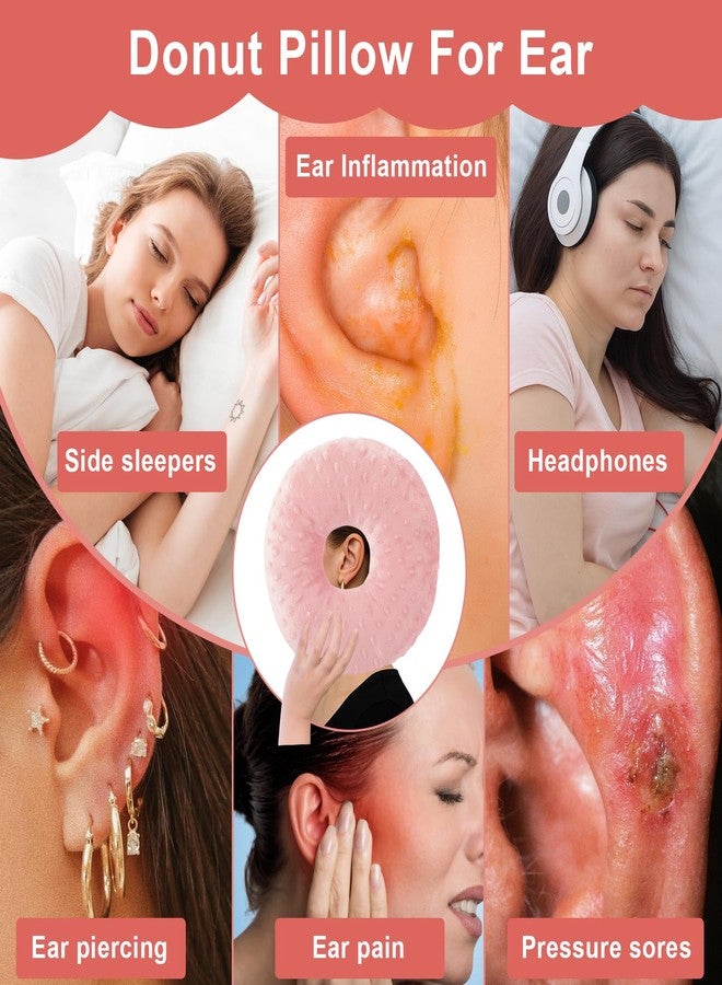 FDFuZhao Ear Piercing Pillow, Soft and Comfortable Donut Pillow for Ear, Ear Pillows with Holes for Ear Pain, Piercing, Pain Relief Sleeping, Pressure Sore, Pillow with Ear Hole for Side Sleepers (Pink) - Image 5