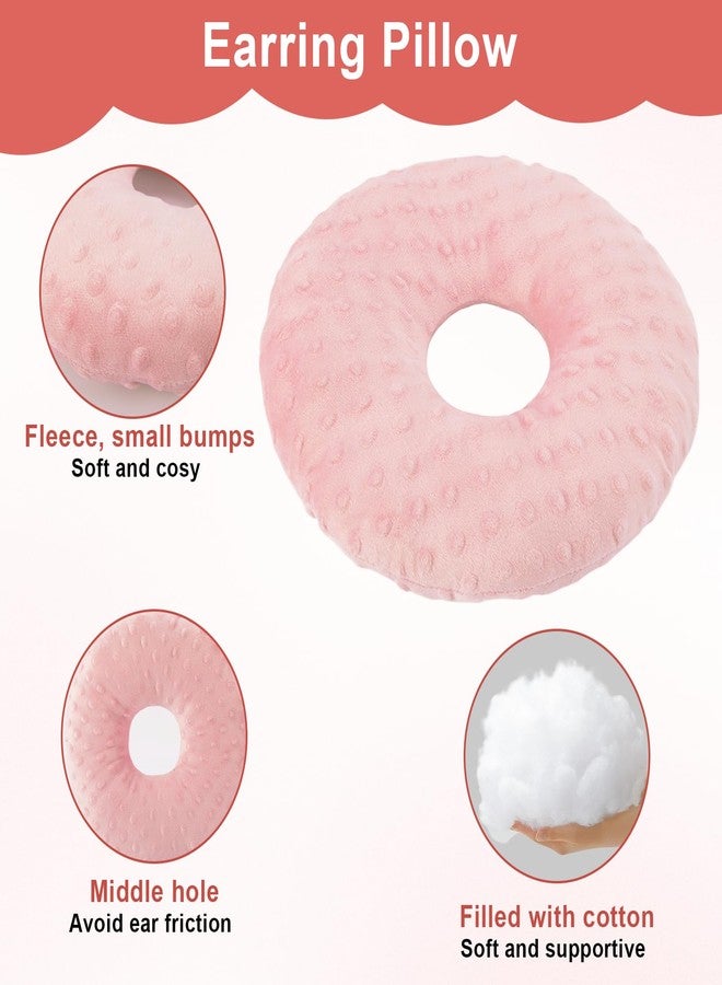 FDFuZhao Ear Piercing Pillow, Soft and Comfortable Donut Pillow for Ear, Ear Pillows with Holes for Ear Pain, Piercing, Pain Relief Sleeping, Pressure Sore, Pillow with Ear Hole for Side Sleepers (Pink) - Image 3
