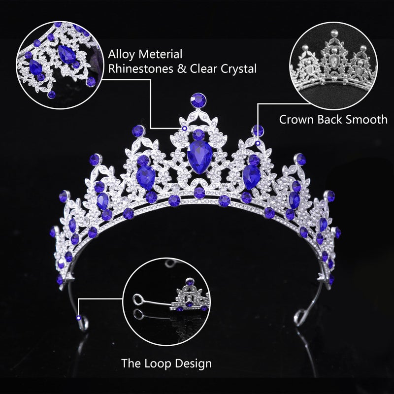 Kamirola - Queen Crown and Tiaras Princess Crown for Women. Crystal Headbands for Bridal, Princess for Wedding and Partyï¼ˆ01ï¼‰ (Silver Blue) - Image 5