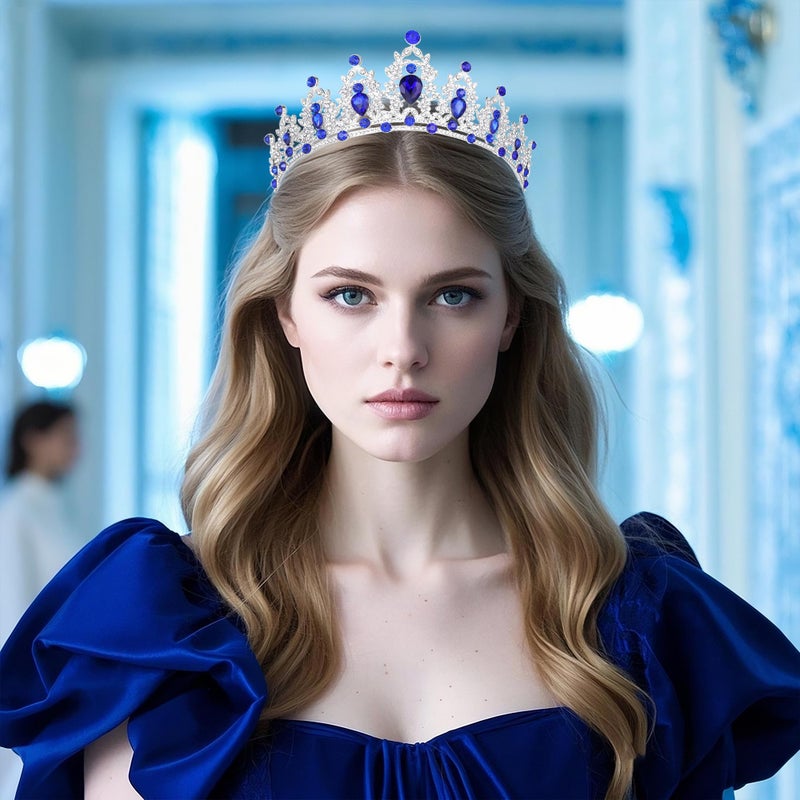 Kamirola - Queen Crown and Tiaras Princess Crown for Women. Crystal Headbands for Bridal, Princess for Wedding and Partyï¼ˆ01ï¼‰ (Silver Blue) - Image 4