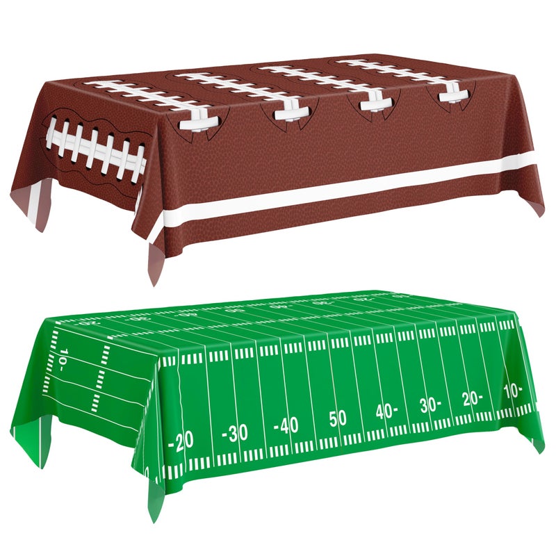 Actilize Football Party Decorations Disposable Tablecloth, 2 Pack, 54 x 108 Inch Plastic Touchdown Table Cover for Super Bowl, Birthday, Tailgate, Game Day Party Supplies - Image 1