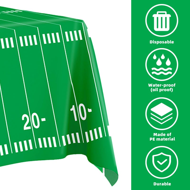 Actilize Football Party Decorations Disposable Tablecloth, 2 Pack, 54 x 108 Inch Plastic Touchdown Table Cover for Super Bowl, Birthday, Tailgate, Game Day Party Supplies - Image 3