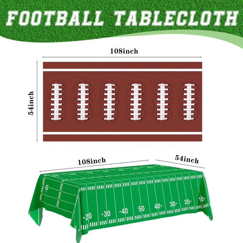 Actilize Football Party Decorations Disposable Tablecloth, 2 Pack, 54 x 108 Inch Plastic Touchdown Table Cover for Super Bowl, Birthday, Tailgate, Game Day Party Supplies - Image 2