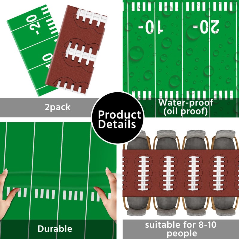Actilize Football Party Decorations Disposable Tablecloth, 2 Pack, 54 x 108 Inch Plastic Touchdown Table Cover for Super Bowl, Birthday, Tailgate, Game Day Party Supplies - Image 4