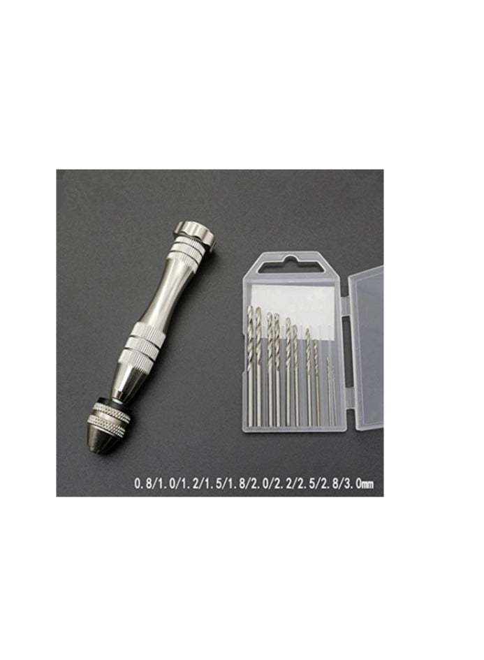 Yakumuz Pin Vise Hand Drill for Resin Casting Molds, Yakumuz Steel Hand Drill with 20 PCS Drill Bits (0.8-3 mm), for Wood, Manual Work DIY, Jewelry, Assembling, Model Making（Silver） - Image 3