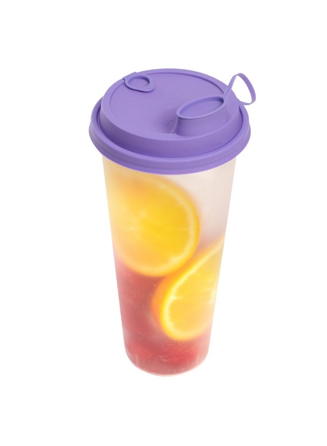 Restaurantware LIDS ONLY: Bev Tek Lids For 12-, 16-, 24-OZ Coffee Cups, 500 Leakproof Beverage Lids - 2-In-1 Design, Attached Stoppers, Purple Plastic Disposable Lids, Cups Sold Separately - Image 2