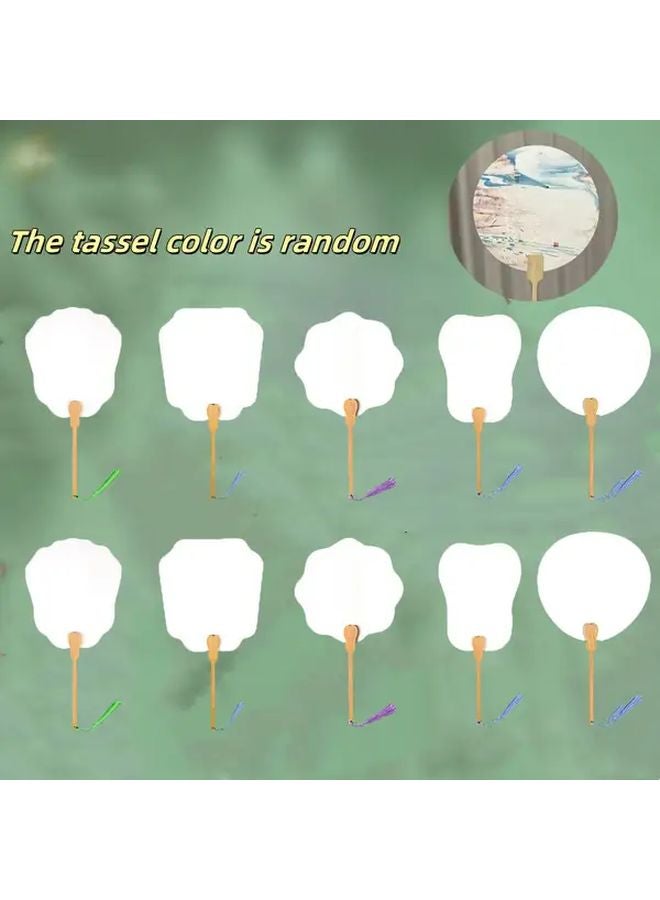 10 قطعة من المراوح المصممة بتصميمات كلاسيكية، 5 تصميمات للخط المائي، حرف يدوية كلاسيكية قديمة - Image 5