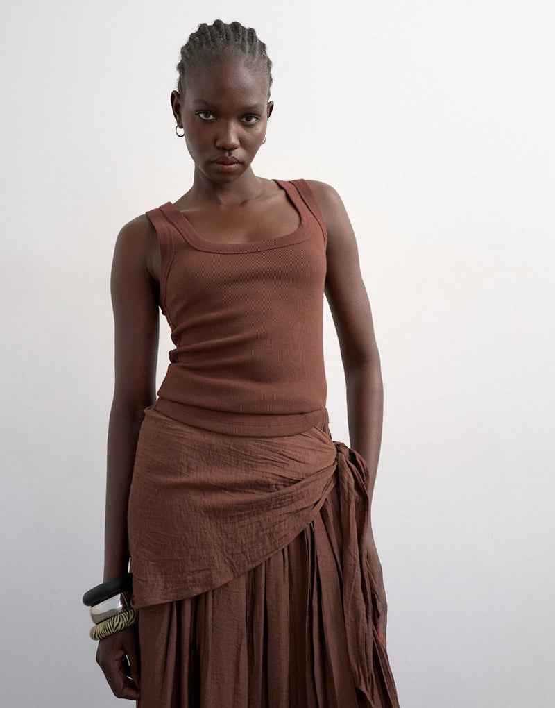 TOPSHOP Knitted U Neck Vest With A Closed Neckline - Image 1