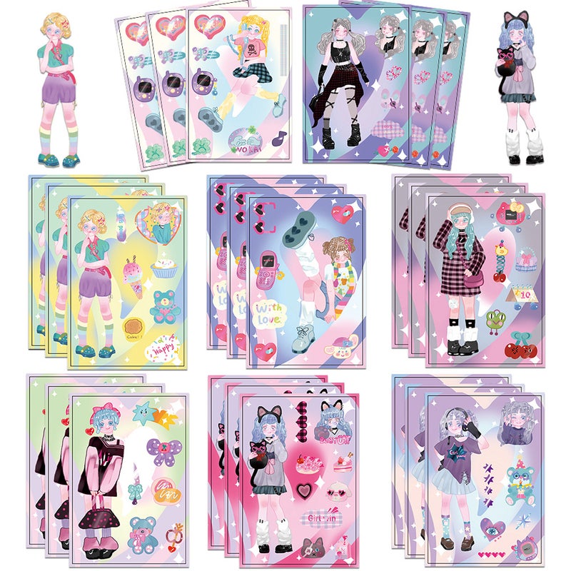 Korean Cartoon Collage Cute Girl Phone Case Stickers Set 8ZD061 Y2k girl (default 8 sheets/bag)