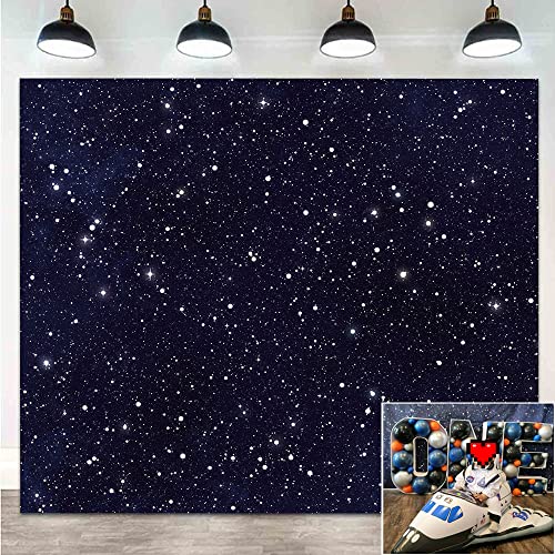 Qian 8x8ft Night Sky Star Backdrops Universe Space Theme Starry Photography Backdrop Galaxy Stars Children Boy 1st Birthday Party Photo Background Newborn Baby Shower Banner Photo Studio Booth - Image 2