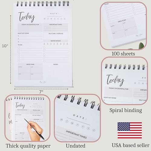 Paper 'n Such To Do List Notepad- Daily Task Notebook -Undated Calendar - 100 Sheets Tear Off - Top Spiral Binding - Appointments, Notes, Meal Planner, Self Care Agenda - Image 4