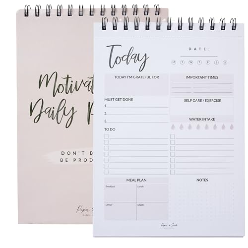 Paper 'n Such To Do List Notepad- Daily Task Notebook -Undated Calendar - 100 Sheets Tear Off - Top Spiral Binding - Appointments, Notes, Meal Planner, Self Care Agenda - Image 1