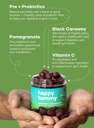 Happy Tummy Probiotics Gummies (150g) Probiotics, Prebiotics, Botanicals & Vitamins - 60 Vegan Sugar freeGummies - view 5