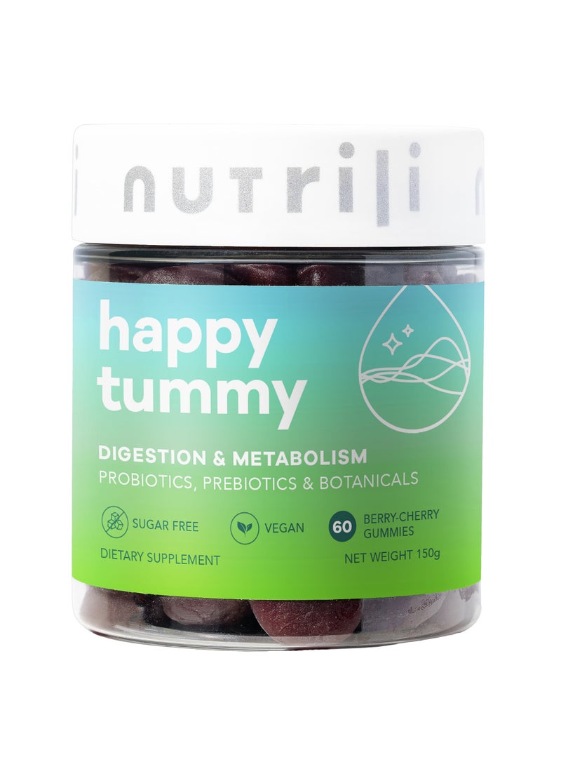nutrili - Happy Tummy Probiotics Gummies (150g) Probiotics, Prebiotics, Botanicals & Vitamins - 60 Gummies - Image 1