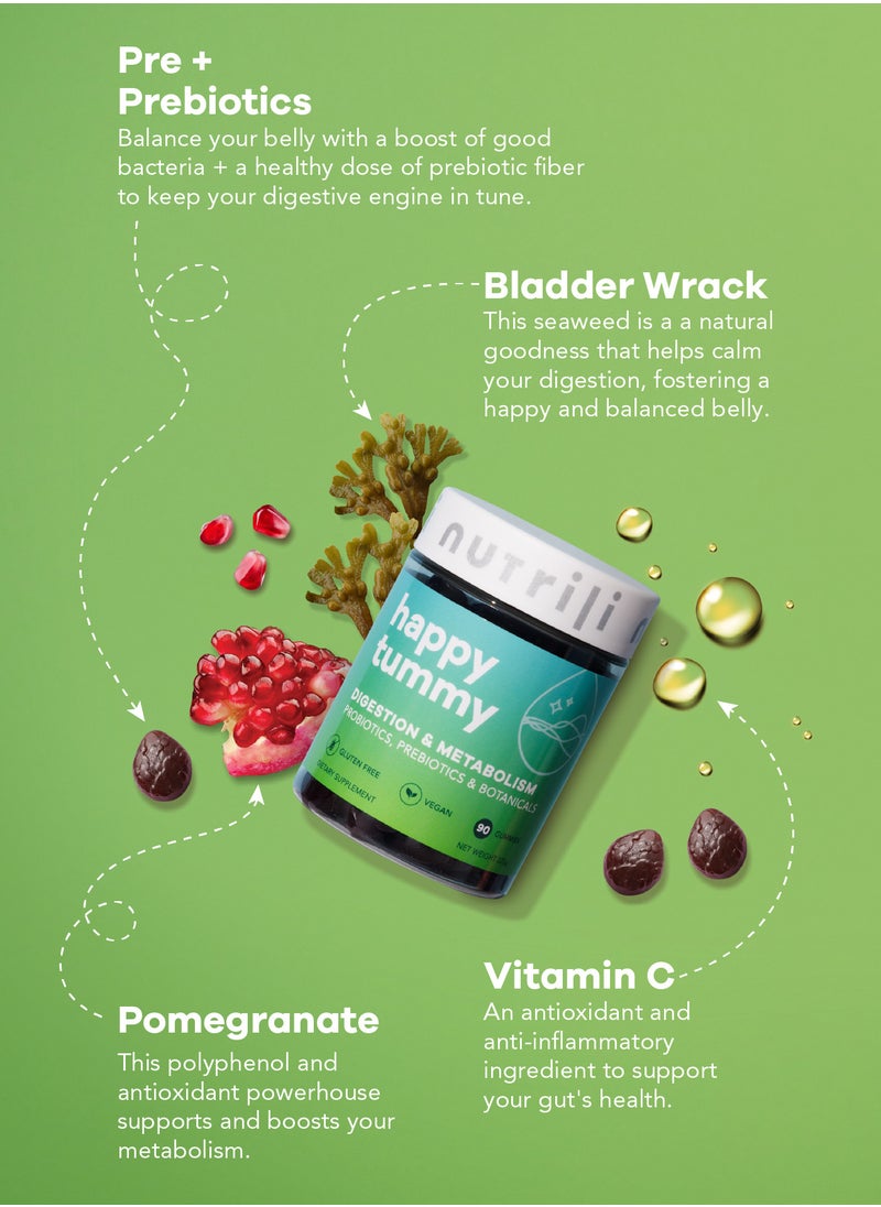 nutrili - Happy Tummy Probiotics Gummies (150g) Probiotics, Prebiotics, Botanicals & Vitamins - 60 Gummies - Image 1